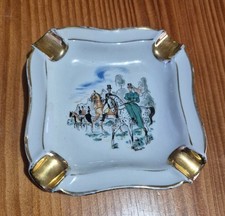 Limoges R. Bonhomme années 1960, cendrier porcelaine décor équestre