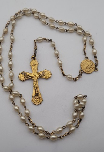 Ancien chapelet perles croix - chapelet,