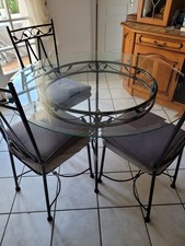 TABLE VERRE ET FER FORGE