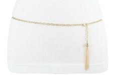 Femme Métal Or Chaîne Ultra Ceinture Fine Hanche Taille Gland Charme XS S M L XL