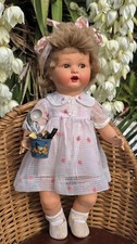Vintage Collectable Rare 1950s French Raynal Rhodoid Child Doll,Flirty Eyes