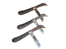 BEAUX COUTEAUX SERPETTE BI LAMES VIGNERON / ART POPULAIRE OUTIL ANCIEN VIGNE VIN