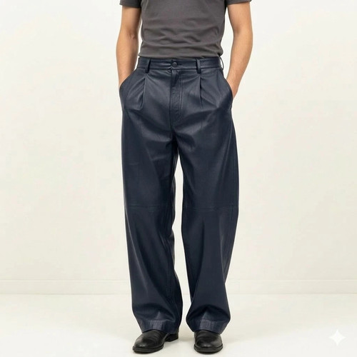 Pantalon cuir bleu - en,