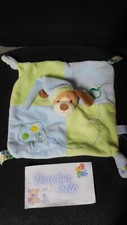 Doudou plat chien bleu vert - plat,