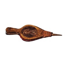 Soufflet de cheminée en bois, cuir et cuivre repoussé - Fireplace Bellow