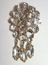 Superbe broche ancienne métal doré et Strass Verre Swarovski Magnifique