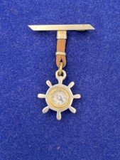 Broche boussole barre à roue miniature Vintage steering wheel compass brooch