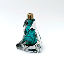 Flacon ou vapo parfum en cristal artistique vert torsadé Vintage perfume bottle