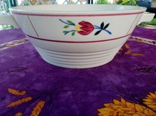 Bas de Soupière Légumier Faience Gien Modèle Jacqueline Décor à la Main Tulipe