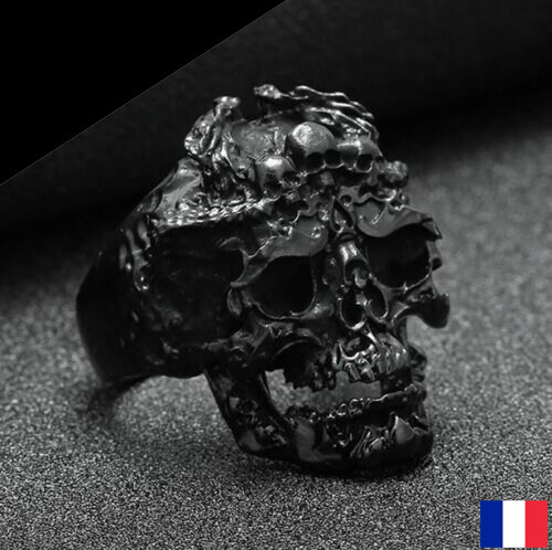 Bague chevaliere noir motif - bague,