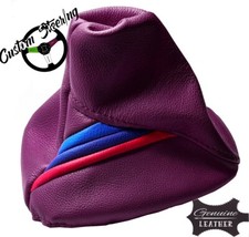 Pour BMW E36 1991-1998 Bordeaux Cuir Gear Soufflet Avec M3 Couleurs Rayures