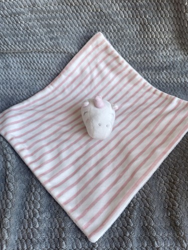 Doudou plat carre licorne raye