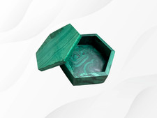 Boîte à bijoux hexagonale en malachite de 63 mm de coté