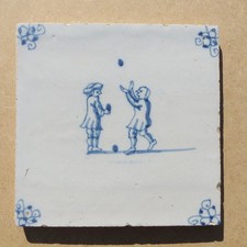 AUTHENTIC ANTIQUE 18th CENTURY HAND PAINTED DUTCH DELFT TILE ( #4 )