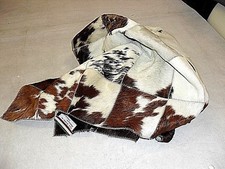 Tapis Salon Cuir De Vache dans Patchwork Mesures 120 X 60 CM Couleurs Foncées