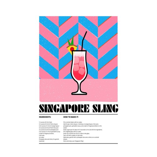 Affiche rétro singapore sling - affiche,