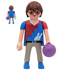 Playmobil figurine joueur bowling bleu/rouge lunettes boule ville sport