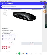 coffre de toit voiture. 400e L. Utilisé une fois, état neuf  encore l'emballage.