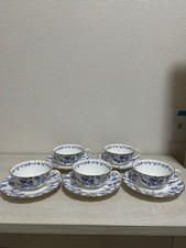 Lot de 5 soucoupes soucoupes à tasse Noritake Blue Sorentino os Chine blanc b...