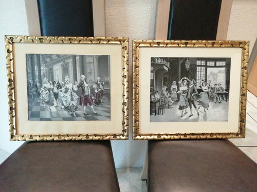 Paire tableaux anciens - tableaux, soie