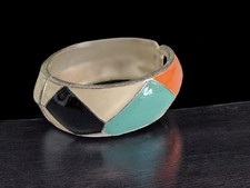 Bijoux Fantaisie Vintage - Bracelet Métal Multicolore Arlequin 