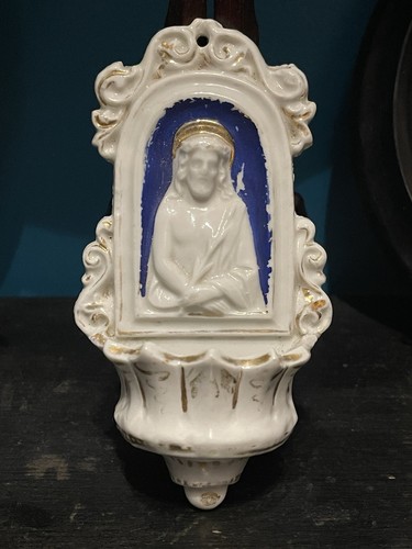 Ancien bénitier porcelaine - ancien,