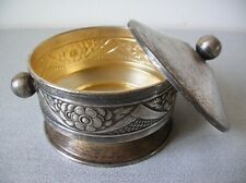 Ancienne bonbonnière sucrier drageoir en métal argenté de 10 cm