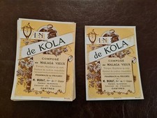 LOT DE 3 ETIQUETTES ANCIENNES DE FLACON A PHARMACIE. VIN DE KOLA