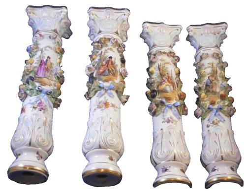 Set antique 19thc dresden - set,