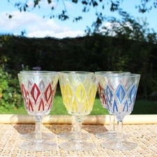 Set de 6 verres à liqueur Arlequin verrerie de Reims / VMC 11.6 cm