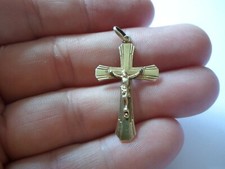 pendentif en argent massif, dorée, croix religieuse, Jésus Christ
