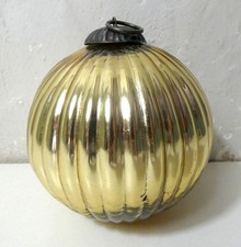 ancienne boule de noel en verre soufflé eglomisé witch ball kugel glass 12cm