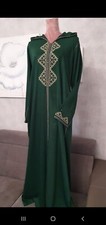 Djellaba marocaine verte en viscose avec broderie taille S