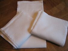 3 Anciens Torchons coton Nid D'abeille Gaufré