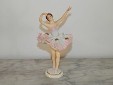 ANCIENNE SCULPTURE en PORCELAINE SAXE DRESDEN DANSEUSE Signée E.Bohne Fils ?
