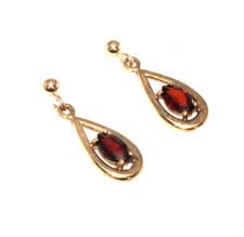 Boucles D'Oreilles Vintage En Or Jaune 9 Carats Pour Femmes Avec Des Grenats