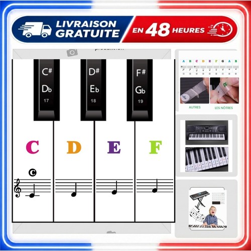 Autocollants clavier piano - , 88