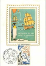 TIMBRES.CARTE MAXIMUM.n°24.DECOUVERTE DES ILES CROZET ET KERGUELEN 1772