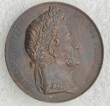 MEDAILLE LOUIS-PHILIPPE CHEMIN FER PARIS A LA MER 1838 PONT sur CANAL St DENIS
