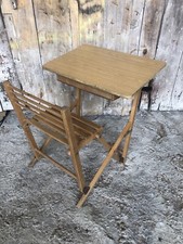 Pupitre Pliant Enfant avec Chaise en Bois Années 70 Vintage #A187