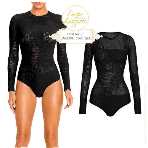 Body wolford net roses noir - body,