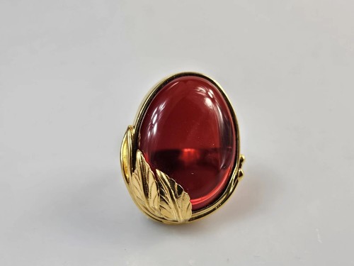 Bague ambre rouge plaqué - bague,