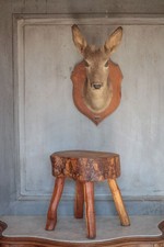 Tabouret vintage, tabouret bois , brutaliste, porte-plante, déco intérieur