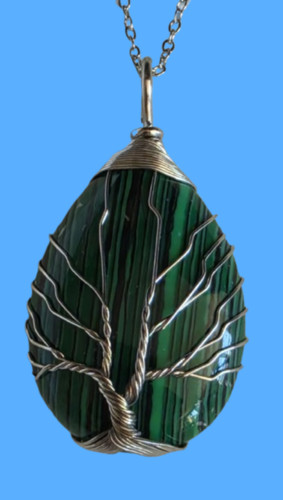 Collier pendentif malachite - collier,