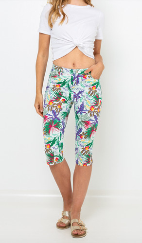 Pantalon coton extensible - 3/4,