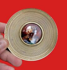 Vide poche coupelle en laiton médaillon en emaux de Limoges 19ème.