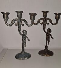 Paire de chandelier bougeoir  angelot 3 branches bronze vintage ( 2 couleurs )