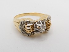 Bague des années 30-40 en or jaune et diamant, taille 53