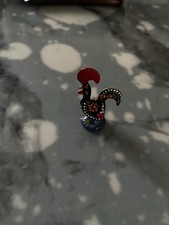 Vintage Portugais Main Peint Métal Good Luck Coq Coquelet Figurine