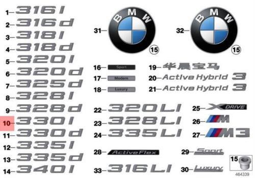 Bmw emblème f30n 330i - emblème,